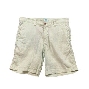 Tommy Bahama Shorts Mens 32 Pear Green Linen Blend Flat Front Chino Breathable